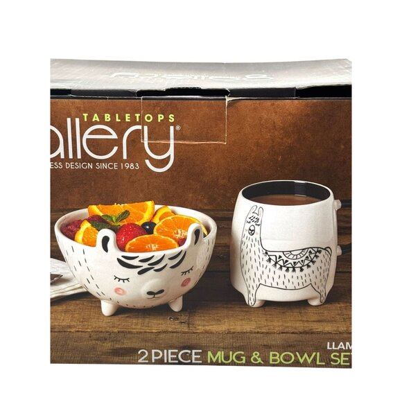 Tabletops Gallery Llama Ceramic 2 Piece Mug & Bowl Set - Picture 3 of 7